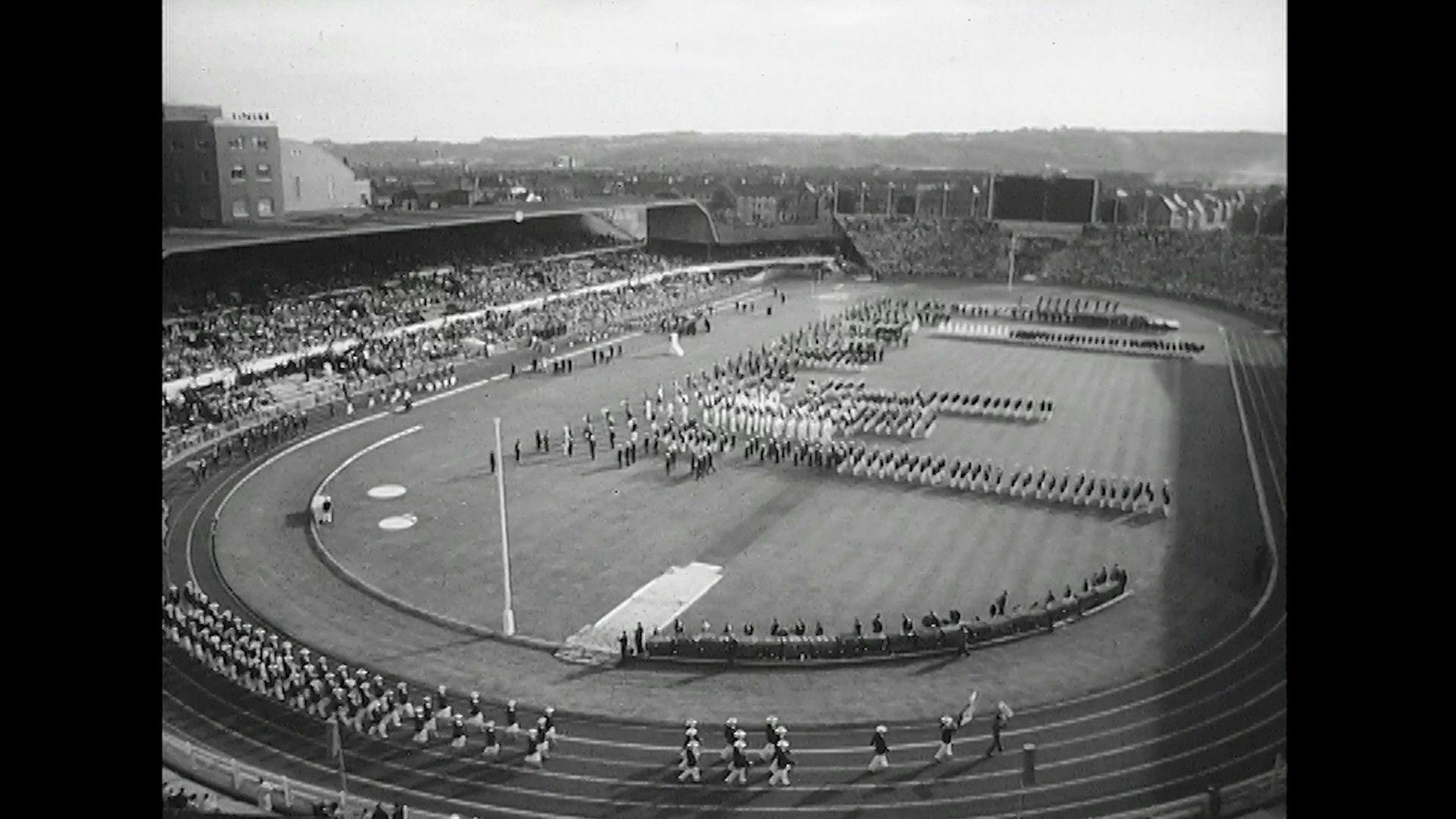 a b&w areial view of a running track
